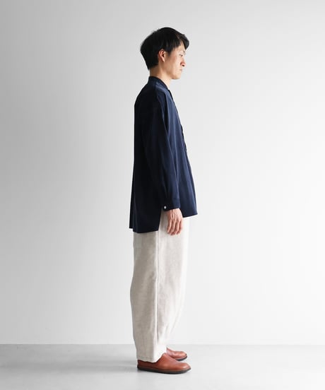 HUIS |みじんコールバンドカラーオーバーシャツ（ダークネイビー）【ユニセックス】015