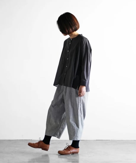 HUIS |綿麻(コットンリネン)バフクロスバルーンパンツ（グレー）【ユニ