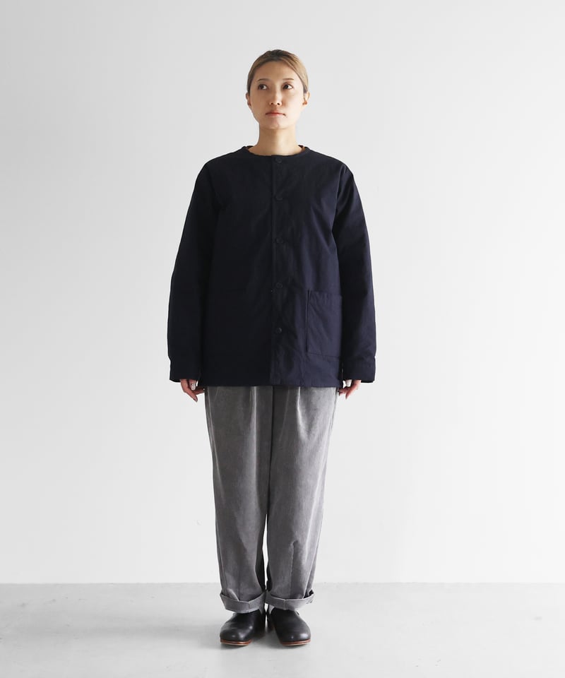 HUIS | “HUIS×尾州”縮絨ウールフランネルノーカラーショートコート