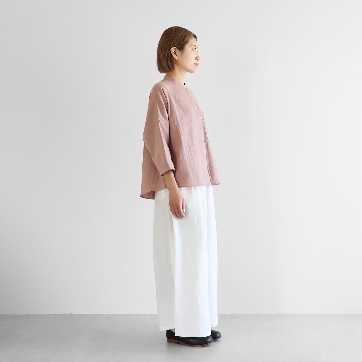 HUIS |シャトルダブルガーゼバンドカラーブラウス（サクラ）【レディス