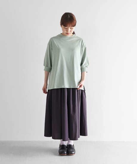 HUIS |［HUIS in house］SUVIN COTTON5分袖リブカットソー（ジェラートグリーン）【レディス】CS106