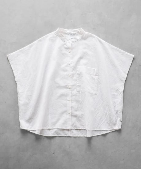 HUIS |ボタニカルコードレーンバンドカラー半袖ワイドブラウス （キンモクセイ）【レディス 】U110