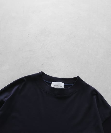 HUIS |［HUIS in house］SUVIN COTTON5分袖リブカットソー（ダークネイビー）【レディス】CS106