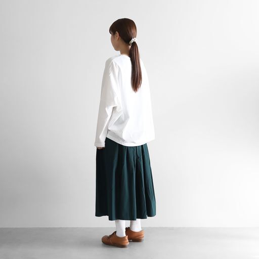 美品★HUIS 遠州織物★オーガニックコットンロングスカート（ダークグリーン） HUIS.／遠州織物オーガニックコットンロングスカート（ダーク