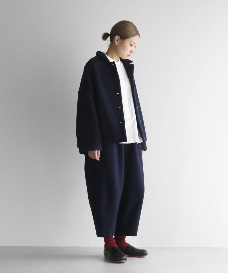 HUIS×尾州”縮絨ウールフランネルワイドショートコート(ダーク HUIS×尾州”縮絨ウールフランネルワイドショートコート(ダーク
