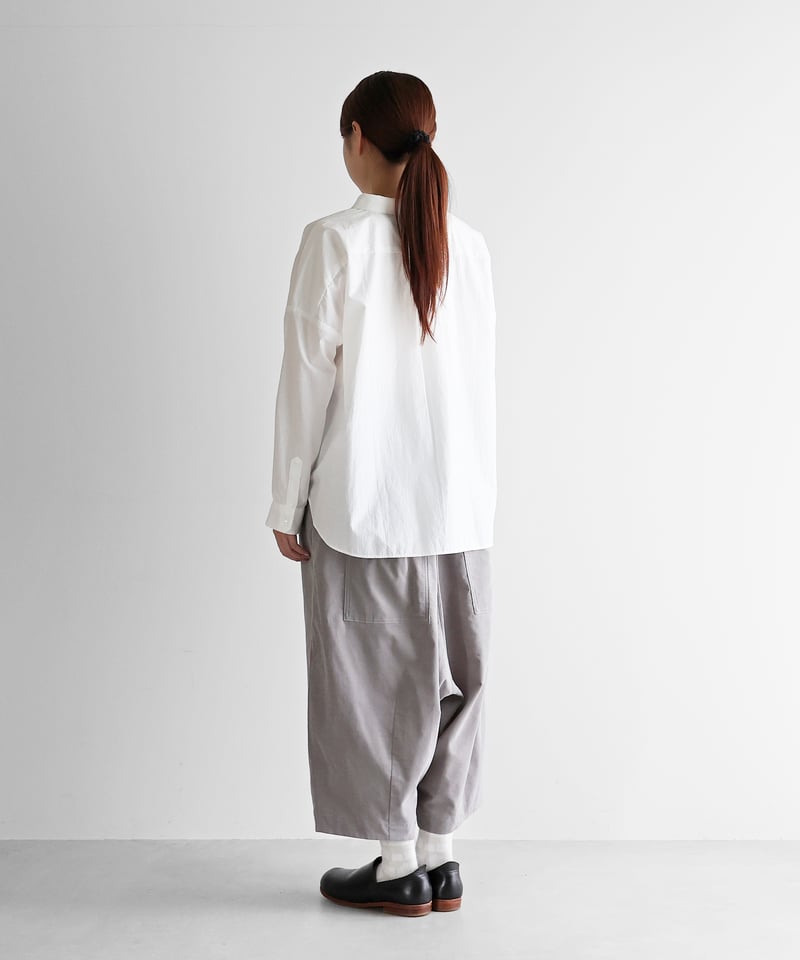 HUIS. 遠州織物　みじんコール　サルエルバルーンパンツ　ネイビー HUIS | みじんコールサルエルバルーンパンツ（アッシュグレー）【ユニ