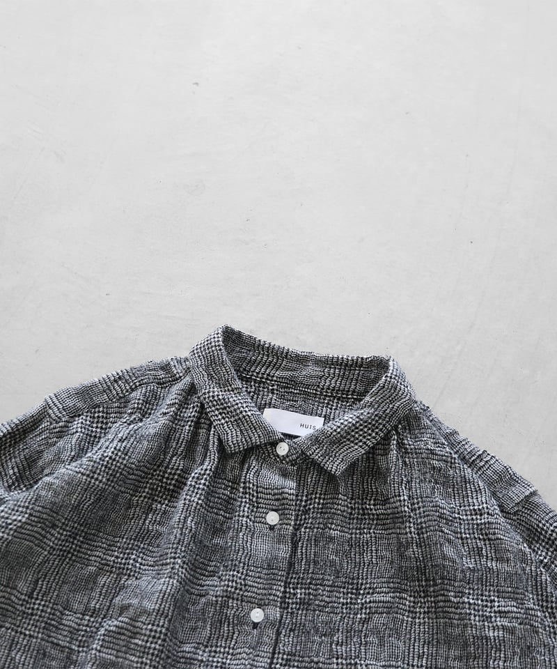 HUIS | “HUIS×尾州”縮絨綿ウールガーゼギャザーブラウス（グレン