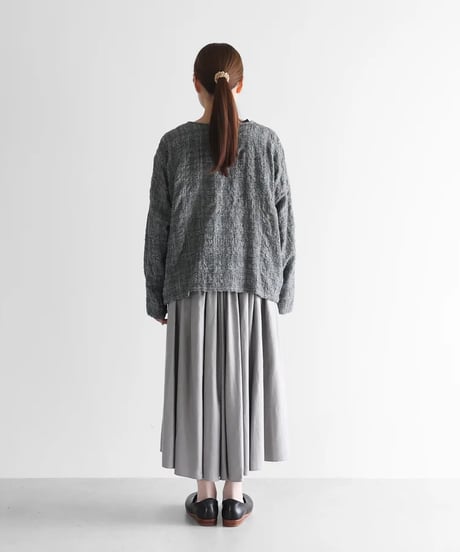 HUIS |“HUIS×尾州”縮絨綿ウールガーゼショートカーディガン（グレンチェック）【レディス】704