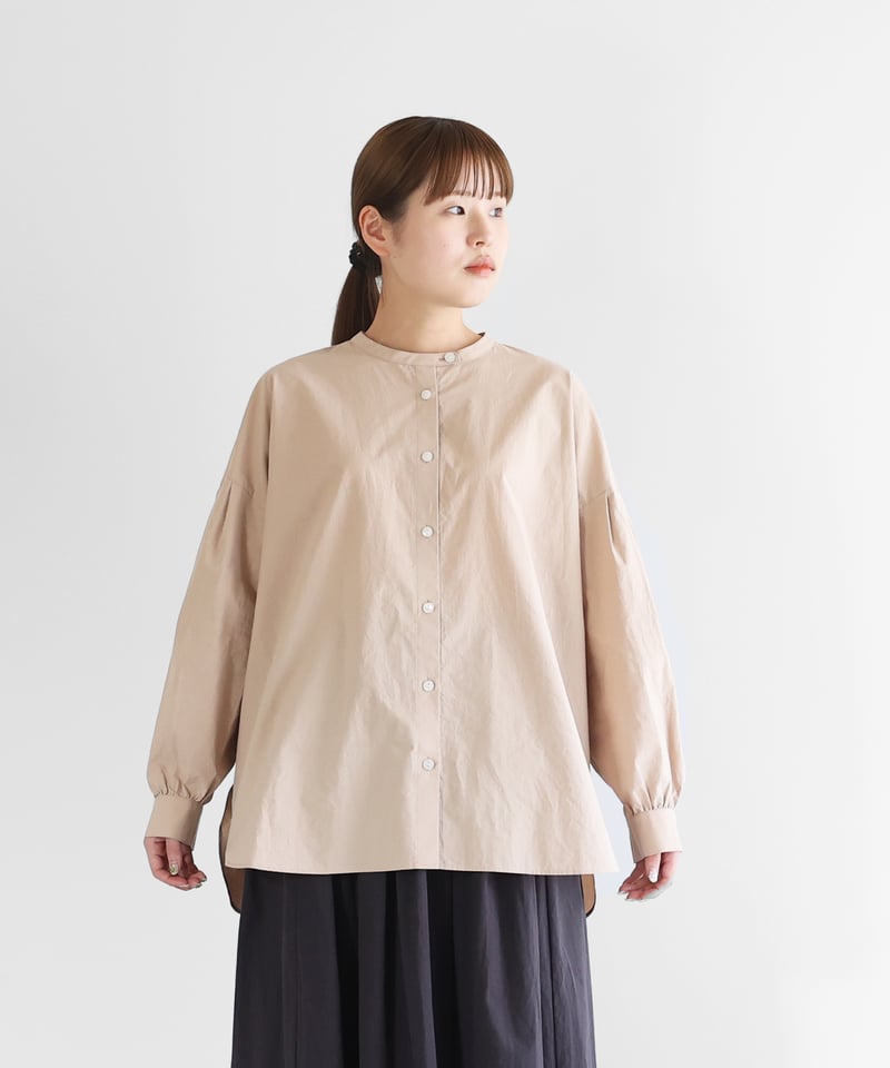 HUIS |オーガニックコットンバルーンスリーブブラウス（ペールピンク 