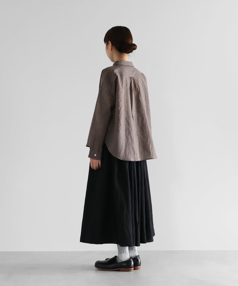 HUIS◆ウォッシャブルウール ワイドブラウス◆ダークブラウングレー2021AW ウォッシャブルウールワイドブラウス U102をリリースしました／ – HUIS