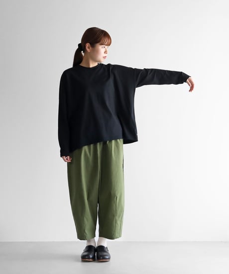 HUIS |［HUIS in house］SUVIN COTTON長袖スクエアワイドカットソー（ブラック）【レディス】CS208