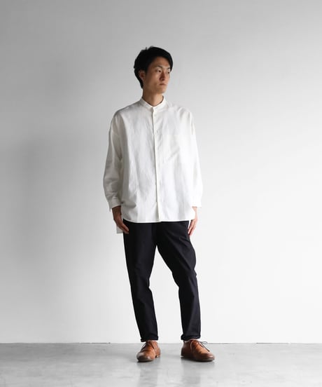 HUIS | スヴィンオックスフォードバンドカラーオーバーシャツ（きなり）【ユニセックス】015