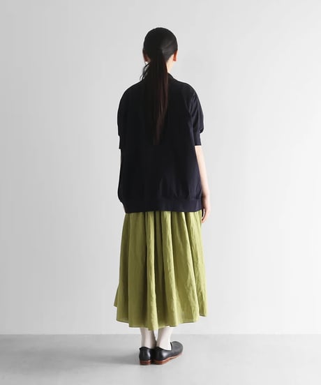 HUIS |［HUIS in house］SUVIN COTTON半袖リブカーディガンHF（ダークネイビー）【レディス】CS702