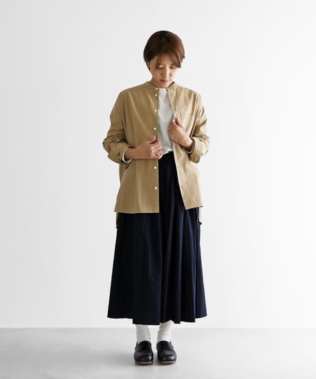 HUIS |やわらかコットンバンドカラーオーバーシャツ（ベージュ）【ユニセックス】015