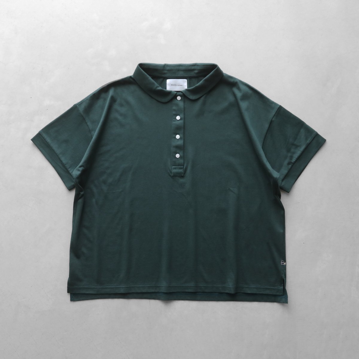 【新品】HUIS in house SUVIN COTTON 半袖ポロカットソー HUIS in house］SUVIN COTTON半袖ポロカットソー（ダーク