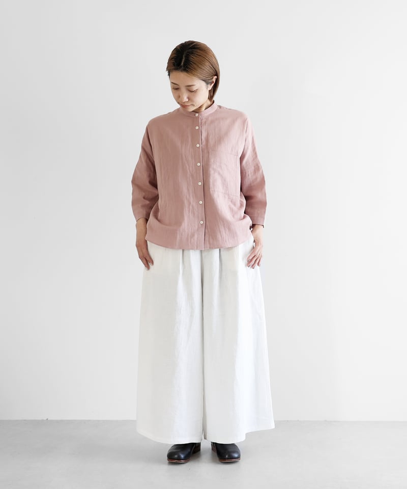 HUIS |シャトルダブルガーゼバンドカラーブラウス（サクラ）【レディス