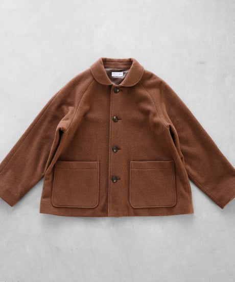 HUIS | “HUIS×尾州”縮絨ウールフランネルショートコート（ブラウン）【ユニセックス】319
