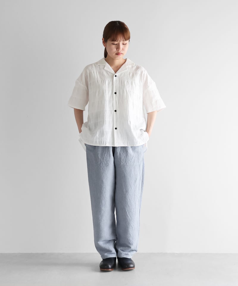 ■HUIS. ■バンブーリネンイージーワークパンツ■ネイビー HUIS |バンブーリネンイージーワークパンツ（ライトブルー）【ユニ