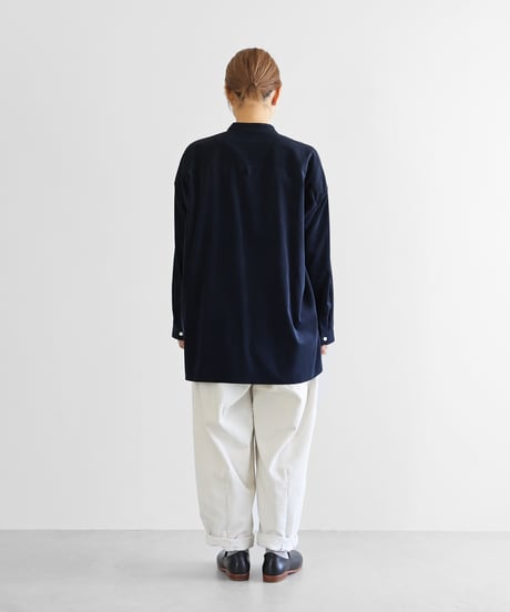 HUIS |みじんコールバンドカラーオーバーシャツ（ダークネイビー）【ユニセックス】015