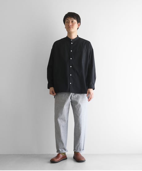 HUIS |綿麻(コットンリネン)バフクロスイージーワークパンツ（グレー）【ユニセックス】507