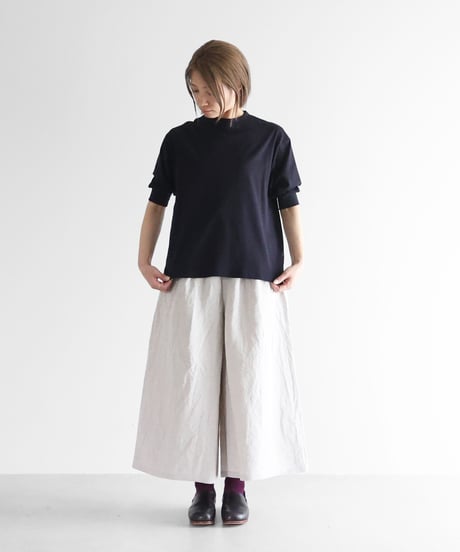 HUIS |［HUIS in house］SUVIN COTTON5分袖リブカットソー（ダークネイビー）【レディス】CS106