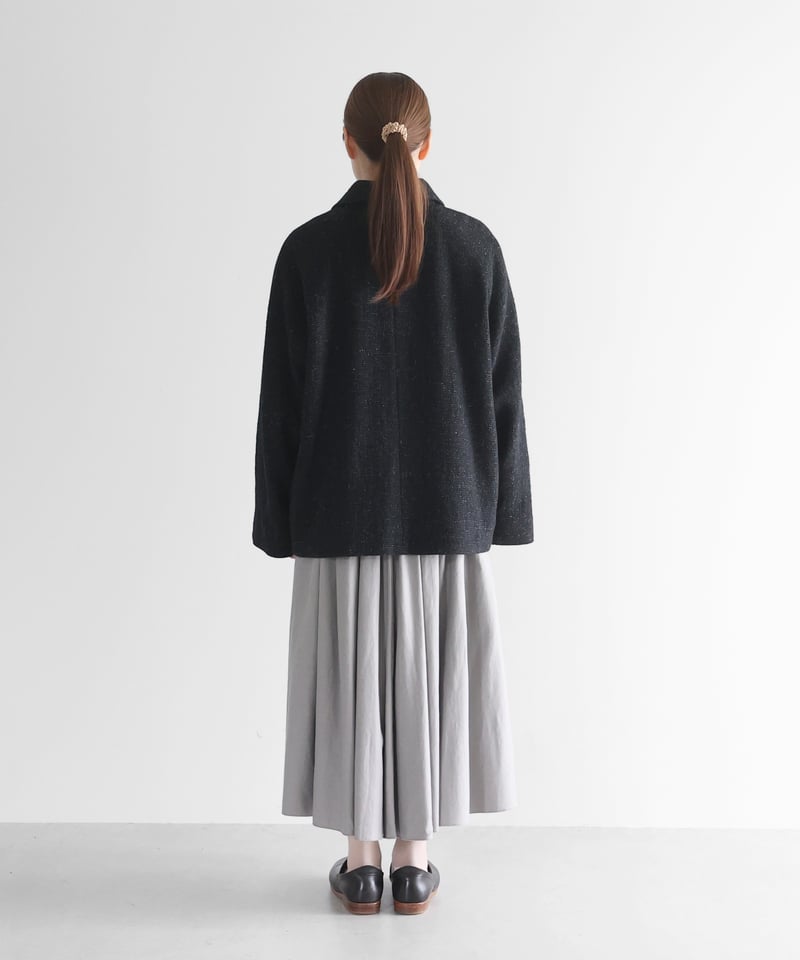 HUIS | “HUIS×尾州”縮絨リネンウールショートコート（ブラック