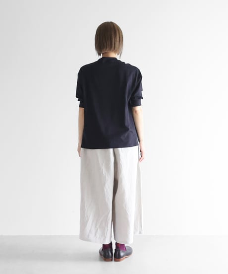 HUIS |［HUIS in house］SUVIN COTTON5分袖リブカットソー（ダークネイビー）【レディス】CS106