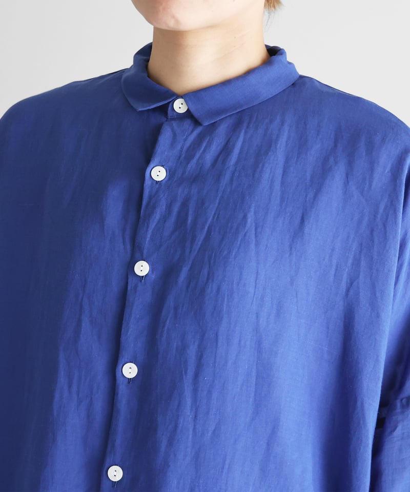 HUIS |（限定生産）極細コットンラミーコットンロングシャツ（マリン
