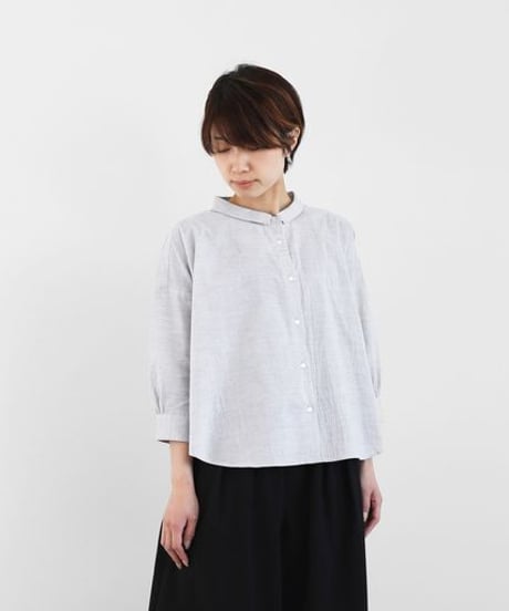 HUIS | 8分袖コードレーンワイドブラウス（トップ糸グレー）【レディス】U108