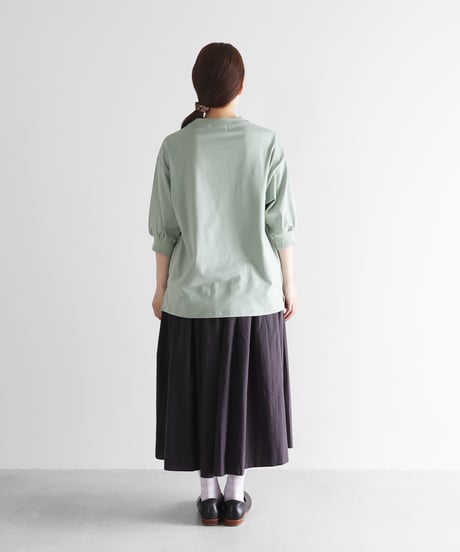 HUIS |［HUIS in house］SUVIN COTTON5分袖リブカットソー（ジェラートグリーン）【レディス】CS106