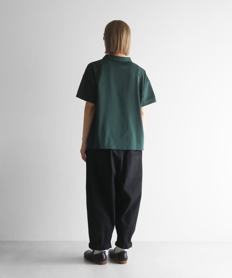 【新品】HUIS in house SUVIN COTTON 半袖ポロカットソー HUIS in house］SUVIN COTTON半袖ポロカットソー（ダーク