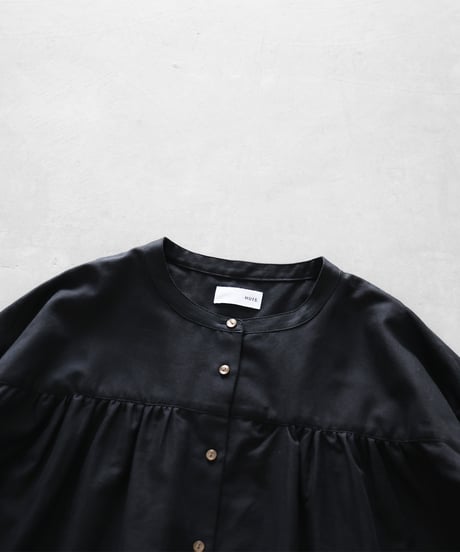 HUIS |フランス綾ギャザーブラウス（ブラック）【レディス】U116