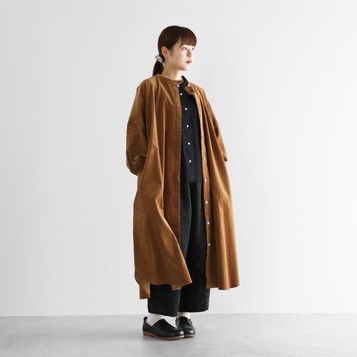 【美品】HUIS.みじんコールバルーンスリーブワンピース（キャメル） HUIS | みじんコールバルーンスリーブワンピース（キャメル