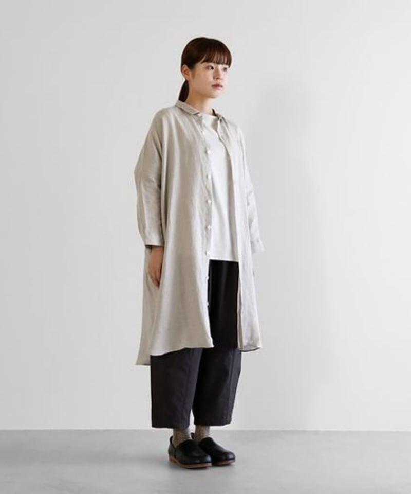 HUIS | シャトルリネンロングシャツ(きなり)【ユニセックス HUIS | シャトルリネンロングシャツ(きなり)【ユニセックス