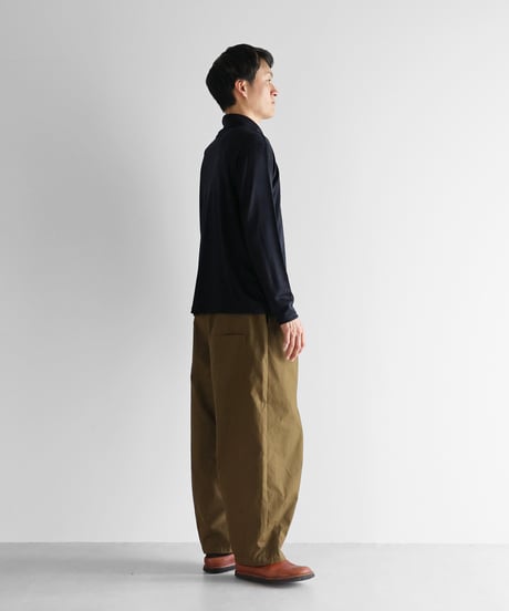 HUIS |［HUIS in house］メリノオプティモウォッシャブルウール天竺長袖ゆるタートルネックカットソー（ブラックネイビー）【ユニセックス】CS204