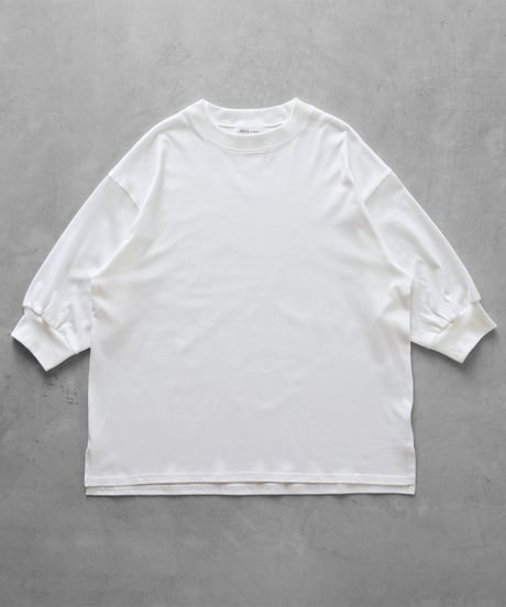 HUIS |［HUIS in house］SUVIN COTTON5分袖リブカットソー（白）【レディス】CS106