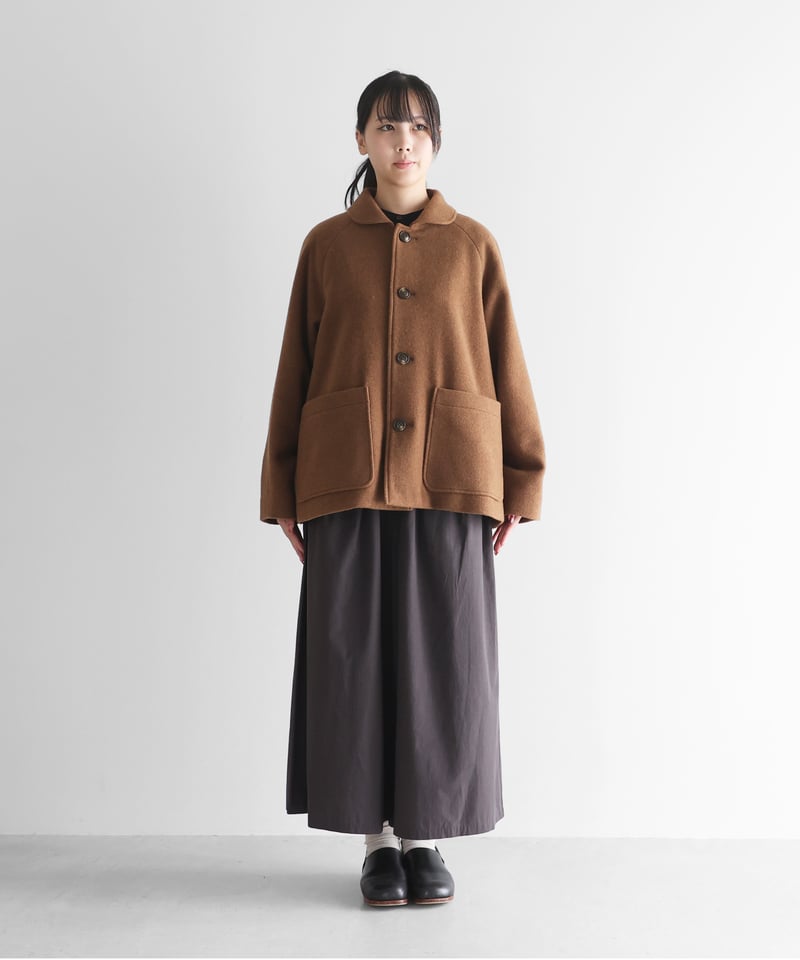 HUIS | “HUIS×尾州”縮絨ウールフランネルショートコート（ブラウン