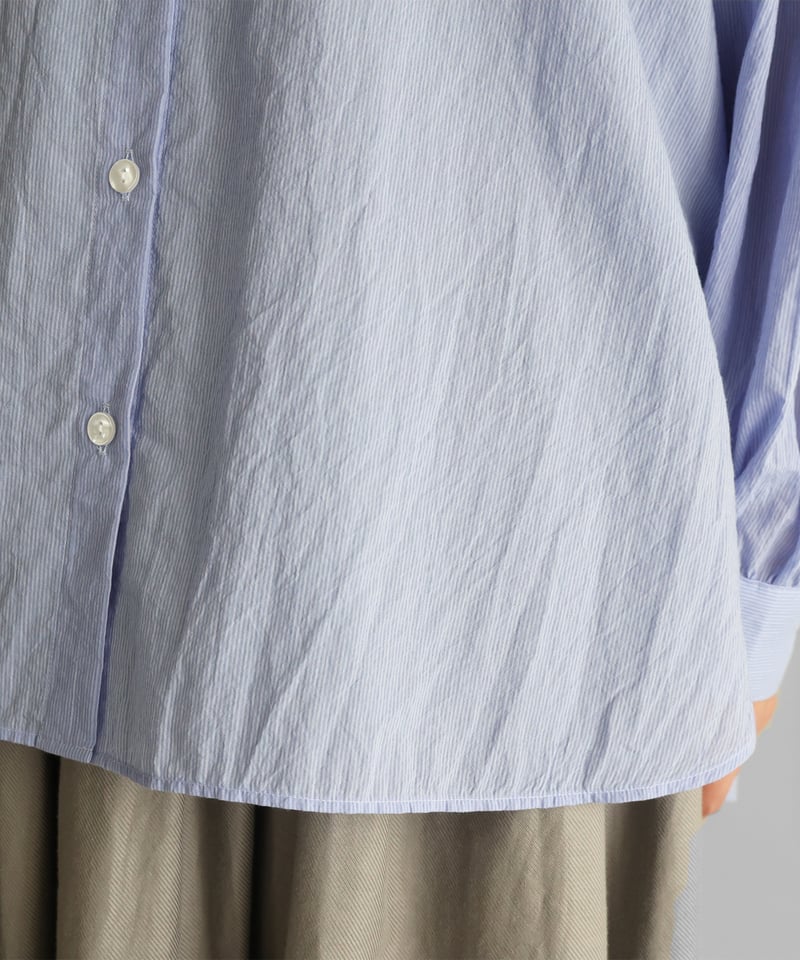 HUIS |なめらかコットンバルーンスリーブブラウス（サックスブルー