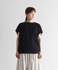 HUIS |［HUIS in house］SUVIN COTTONフレンチスリーブコクーンカットソー（ダークネイビー）【レディス】CS108