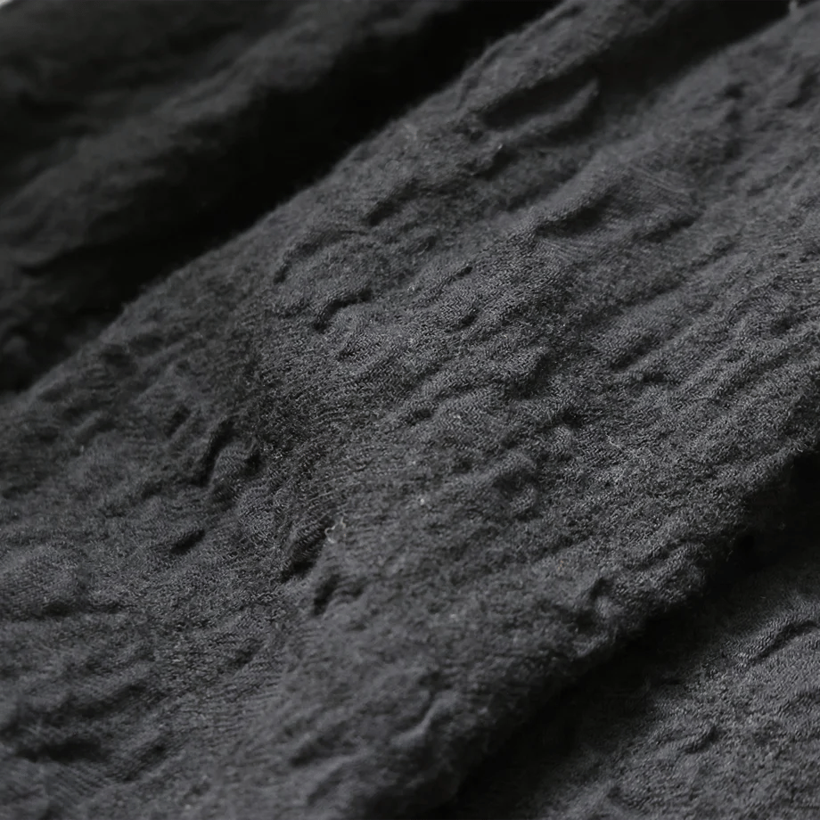 HUIS | “HUIS×尾州”縮絨綿ウールガーゼロングスカート（ブラック