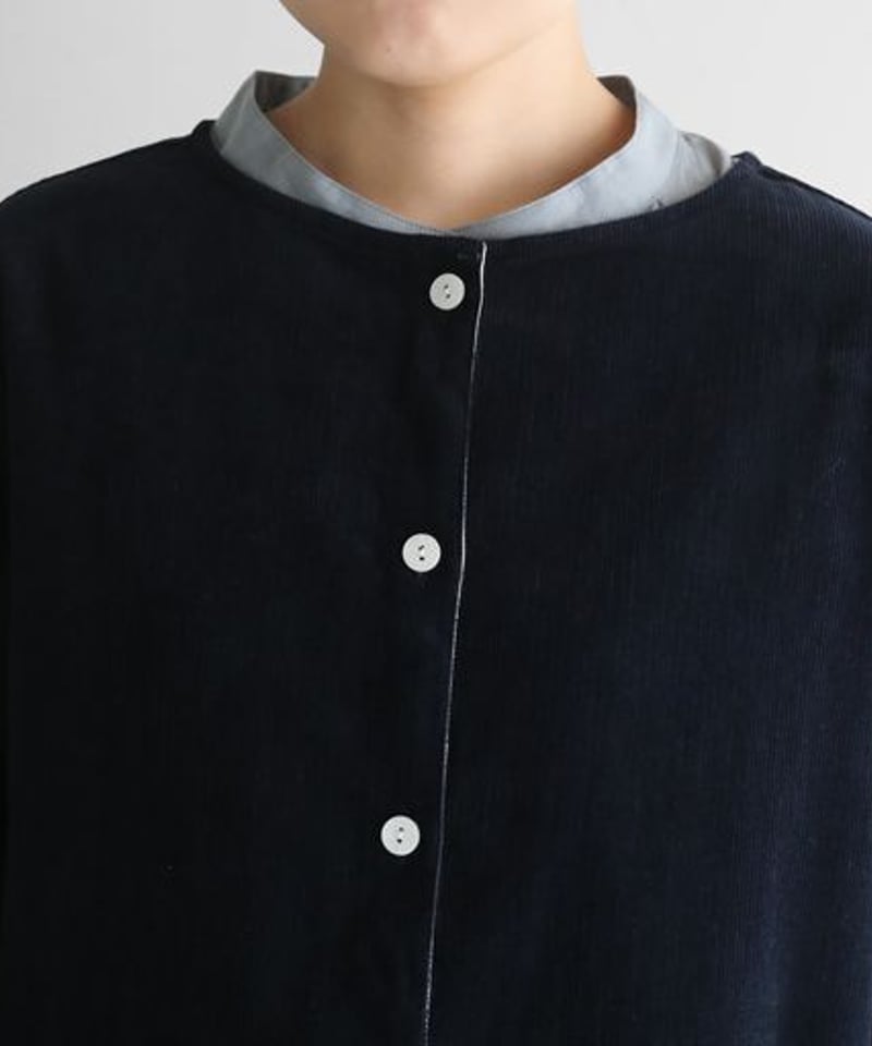 HUIS | シャトルコーデュロイワンピース（細畝・ダークネイビー