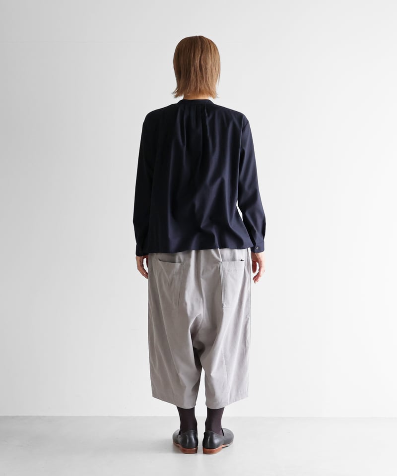HUIS. 遠州織物　みじんコール　サルエルバルーンパンツ　ネイビー HUIS | みじんコールサルエルバルーンパンツ（アッシュグレー）【ユニ