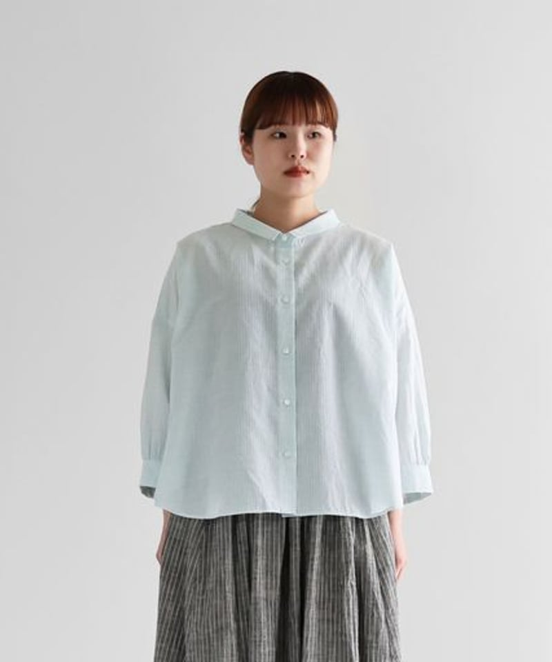 HUIS | 8分袖ボタニカルコードレーンワイドブラウス(クチナシ HUIS | 8分袖ボタニカルコードレーンワイドブラウス(クチナシ