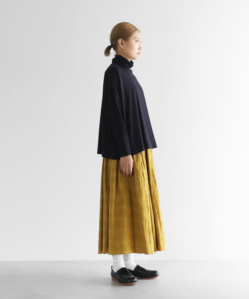 HUIS |柄二重織シャトルジャガードロングスカート（マスタード