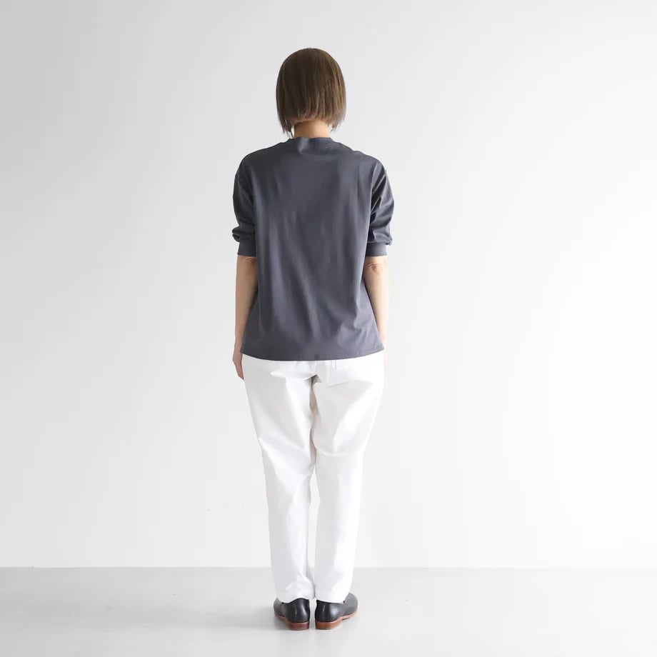HUIS |［HUIS in house］SUVIN COTTON5分袖リブカットソー（ダーク