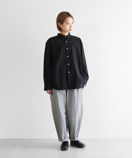 HUIS |【遠州織物×久留女木の棚田プロジェクト】棚田コットンビッグシャツ（ブラック）【ユニセックス】011