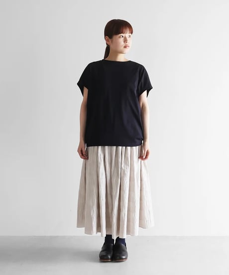 HUIS |［HUIS in house］SUVIN COTTONフレンチスリーブコクーンカットソー（ダークネイビー）【レディス】CS108