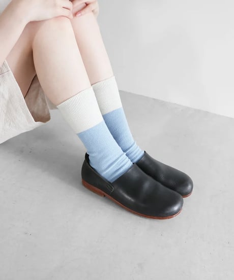 HUIS |［HUISのくつした］コットンリネン（ミストブルー）【ユニセックス22cm-27cm】