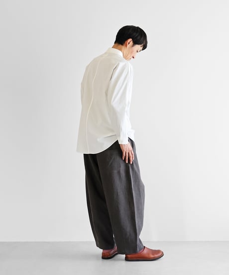 HUIS |オールドレピア天日干しラミーリネンバルーンパンツロング（チャコールグレー）【ユニセックス】506L
