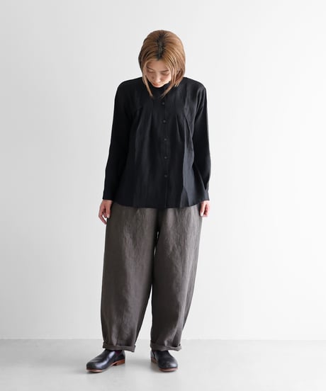 HUIS |オールドレピア天日干しラミーリネンバルーンパンツロング（チャコールグレー）【ユニセックス】506L